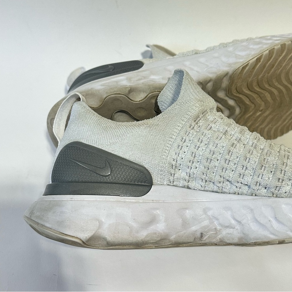 Nike React Phantom Run Flyknit 2 White Silver running pull on sneakers - Picture 10 of 12
